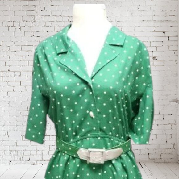 Vintage Ilse M. Dress 50's Style Polka Dot Belted - Picture 6 of 9